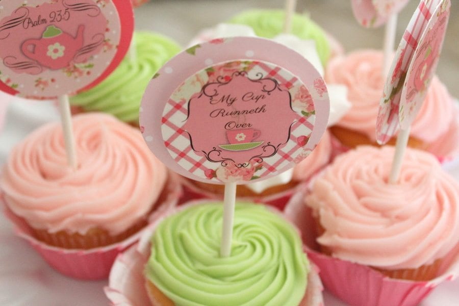 My Cup Runneth Over - A Tea Party On A Budget - cupcake toppers