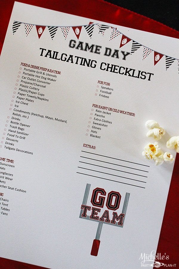 Free Tailgating Checklist Printable