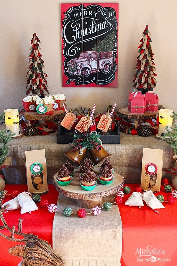 Easy Rustic Christmas Party Decor and Dessert Table - Michelle's Party