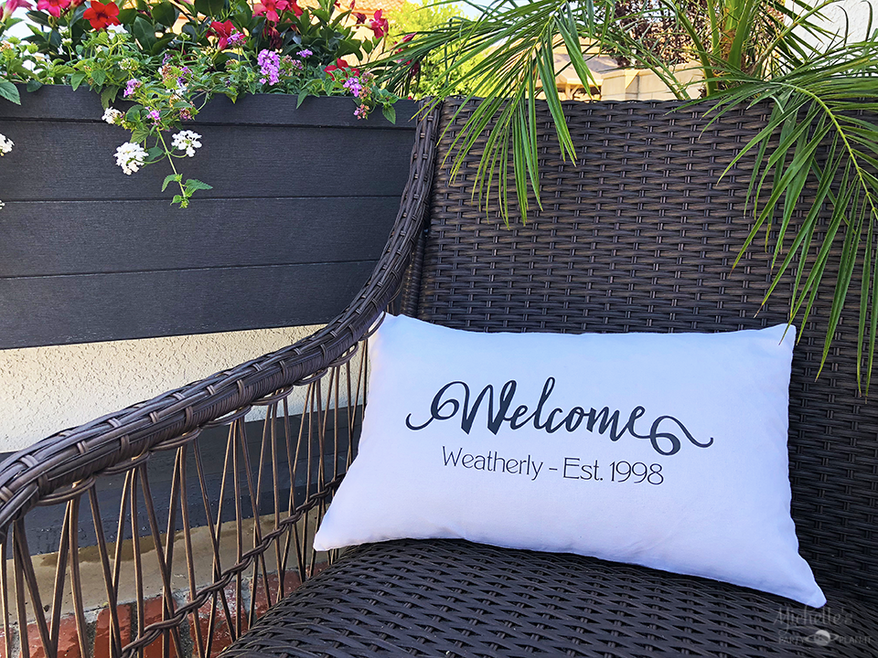 Outdoor welcome outlet pillow