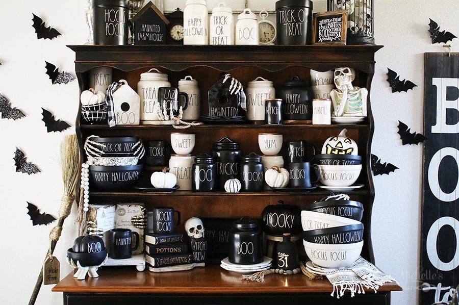 Haunted Hutch | My Rae Dunn Halloween Display - Michelle\'s Party ...