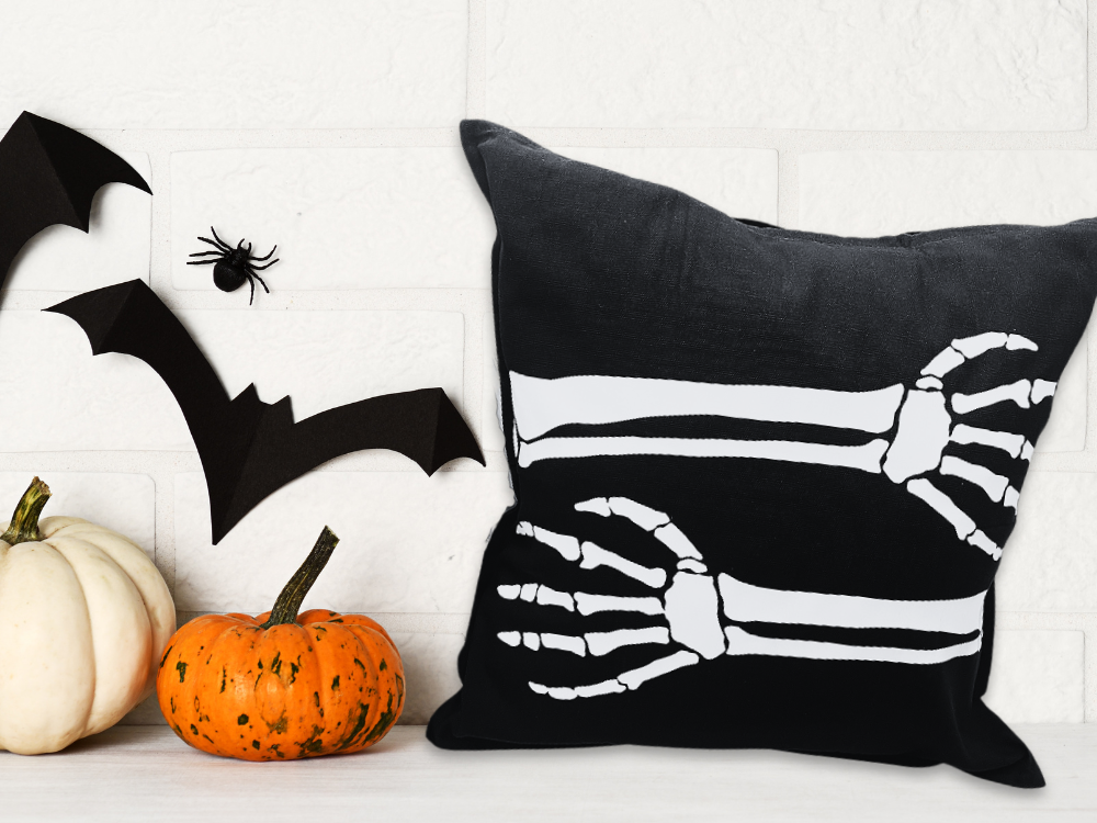 Skeleton Family Personalized Halloween 14-inch Throw Pillow